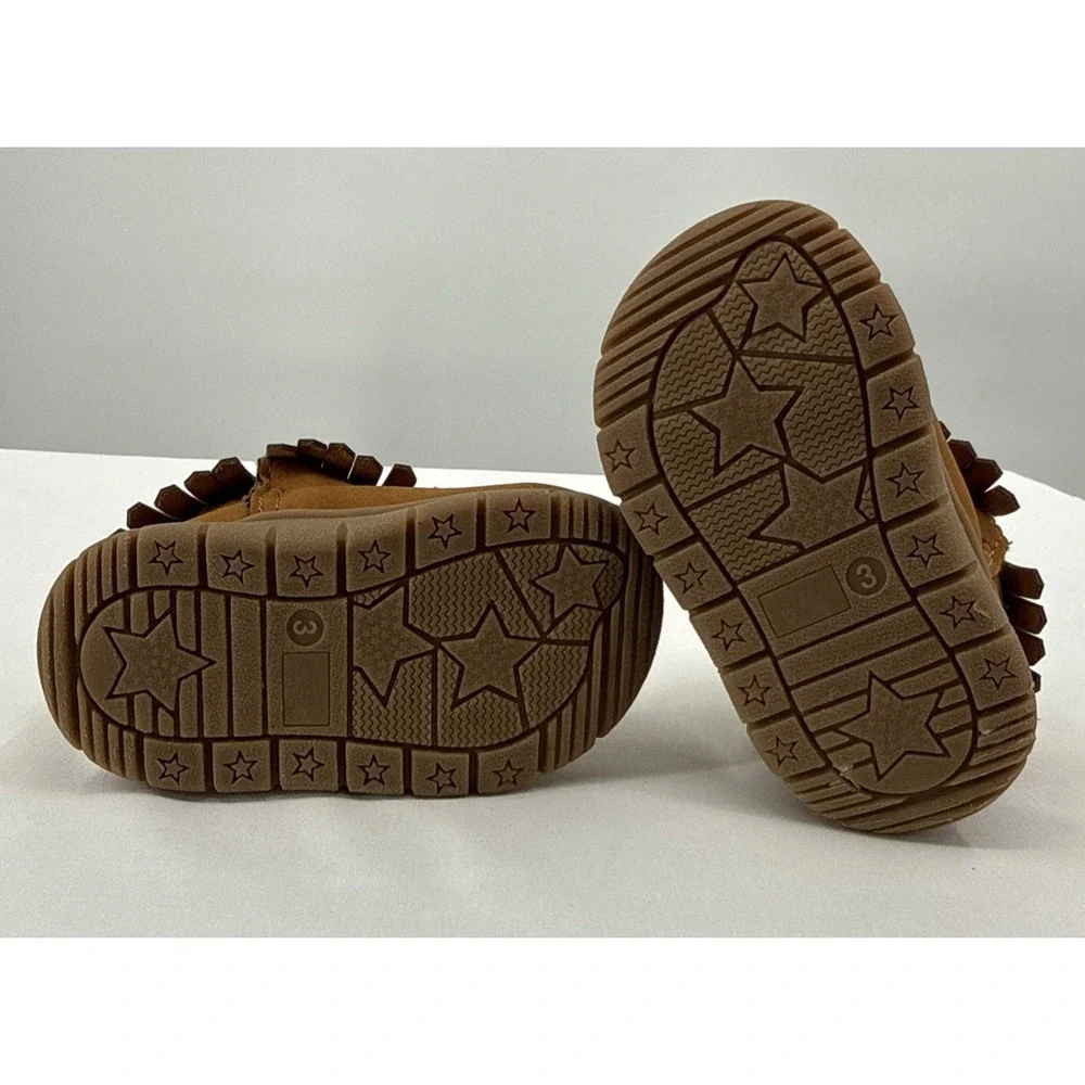 Carter's Toddler Size 3‎ Brown Faux Suede Ankle Moccasin Boots Gently Used